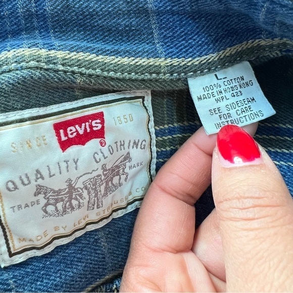 Vintage Levi's Silver Tab Plaid Shirt Casual Button Up Denim Long Sleeve Holiday - Picture 6 of 12